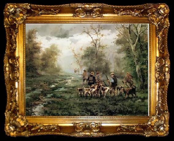 framed  unknow artist Classical hunting fox, Equestrian and Beautiful Horses, 112., ta009-2